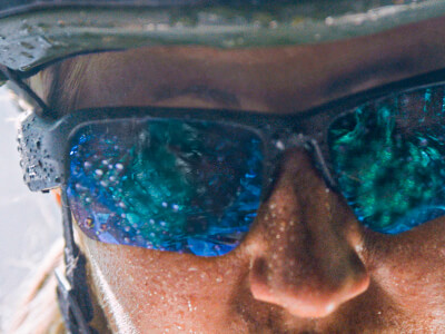 Cyclist wearing Bose Frames Tempo in the rain